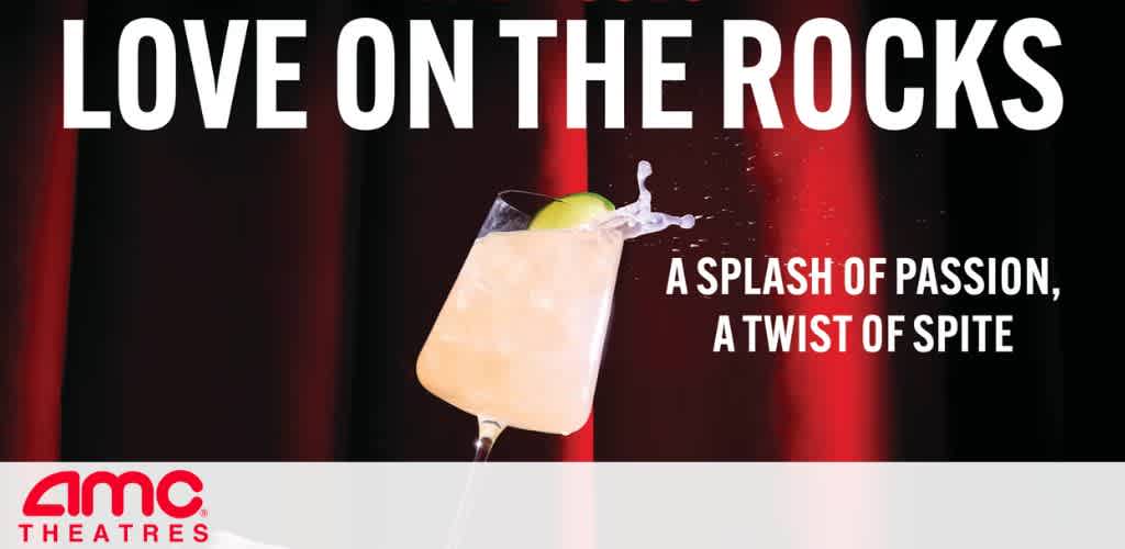A cocktail glass with a light drink and a lime wedge splashing, with text reading