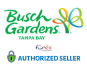 Logo of Busch Gardens Tampa Bay with an 'Authorized Seller' badge.