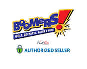 This image shows the colorful logo of "Boomers!", an entertainment venue known for its fun activities such as go-kart racing, miniature golf, and arcade games. The logo has a dynamic and playful design featuring the word "Boomers!" in large, bold letters that are primarily dark blue with yellow outlines. An exclamation point with a red background and a yellow burst completes the logo, emphasizing excitement and energy. Below the logo, there is a smaller emblem indicating that the company represented by the image is an "Authorized Seller" for Boomers!, and the emblem includes a checkmark for authenticity. Visit FunEx.com to enjoy great savings on tickets to Boomers!, ensuring you get the lowest prices available for your next fun-filled outing.