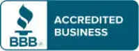 BBB Accredited Business logo with torch design in blue and white color scheme.