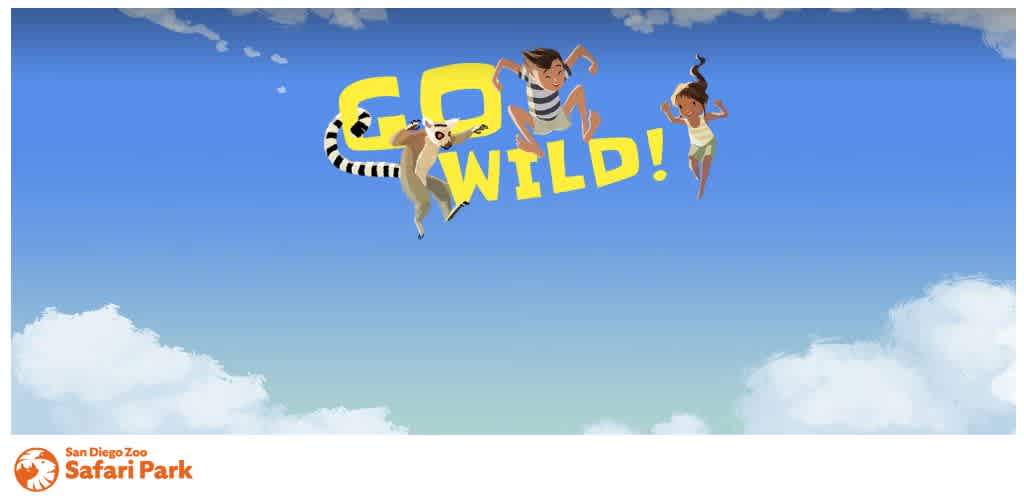 Two animated children and a lemur jumping with