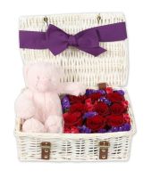 Roses & Bear in a Basket