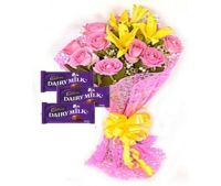 Blissful Bouquet with 3 Cadbury Chocolate