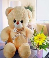 12" Bear With Gerbera Flower Standing Bouquet