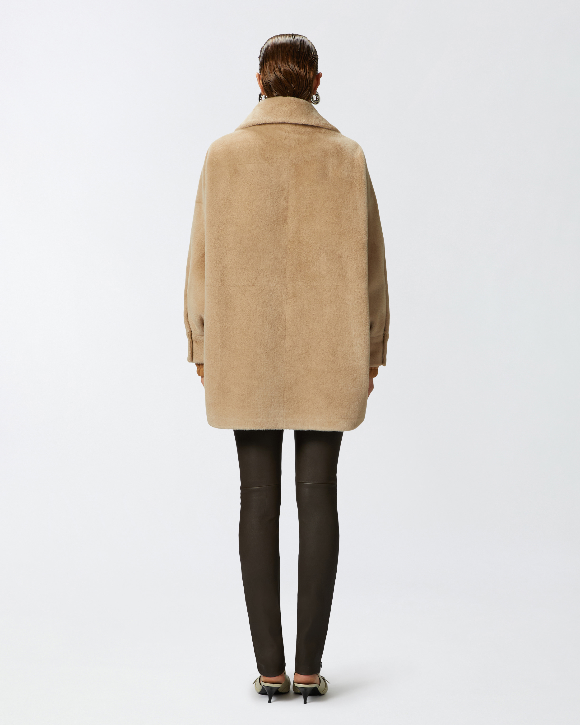 Pinko, Soft sheepskin-effect shacket, Nomade beige, XS