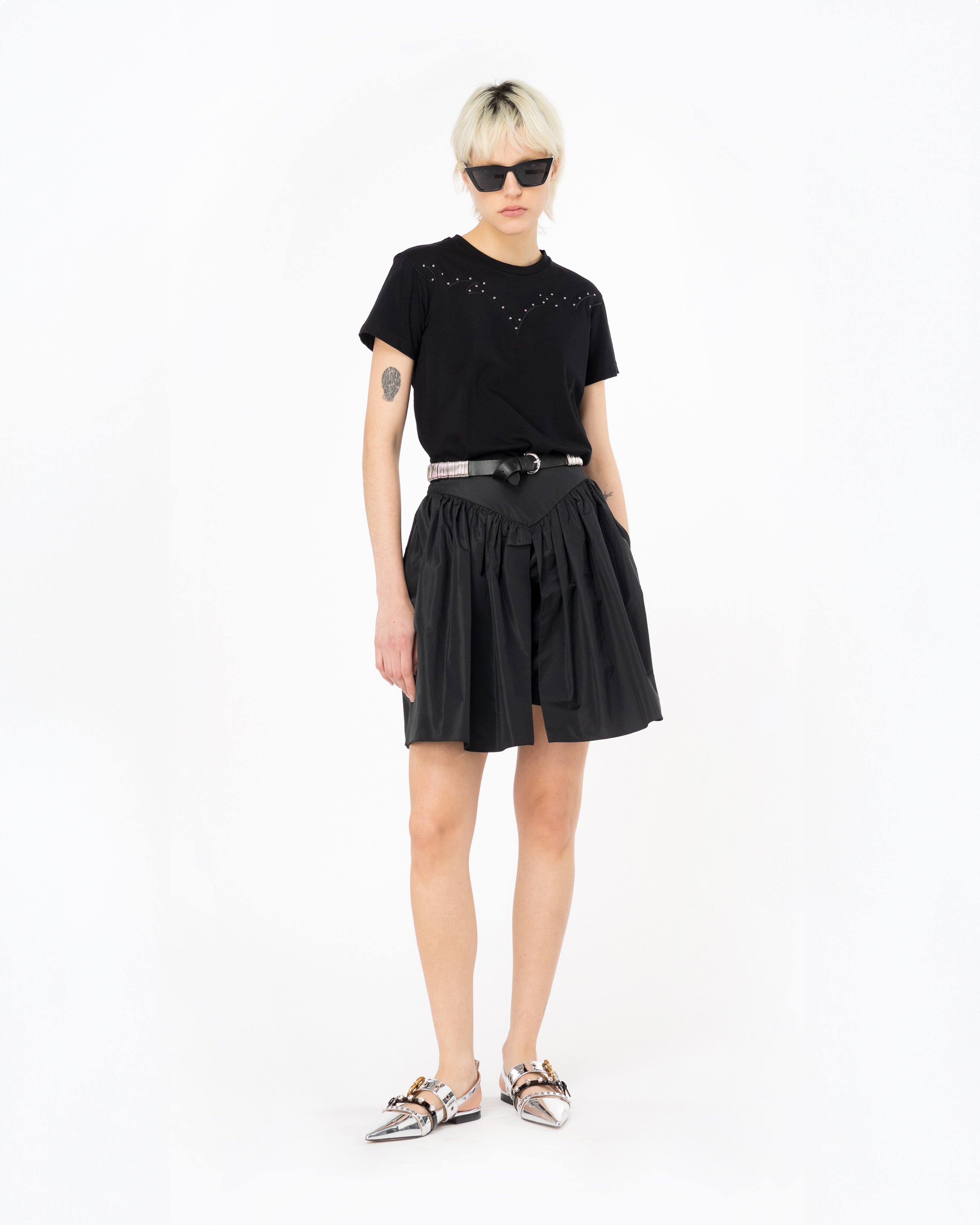 Pinko, T-shirt with rodeo embroidery, Limo black, XXS