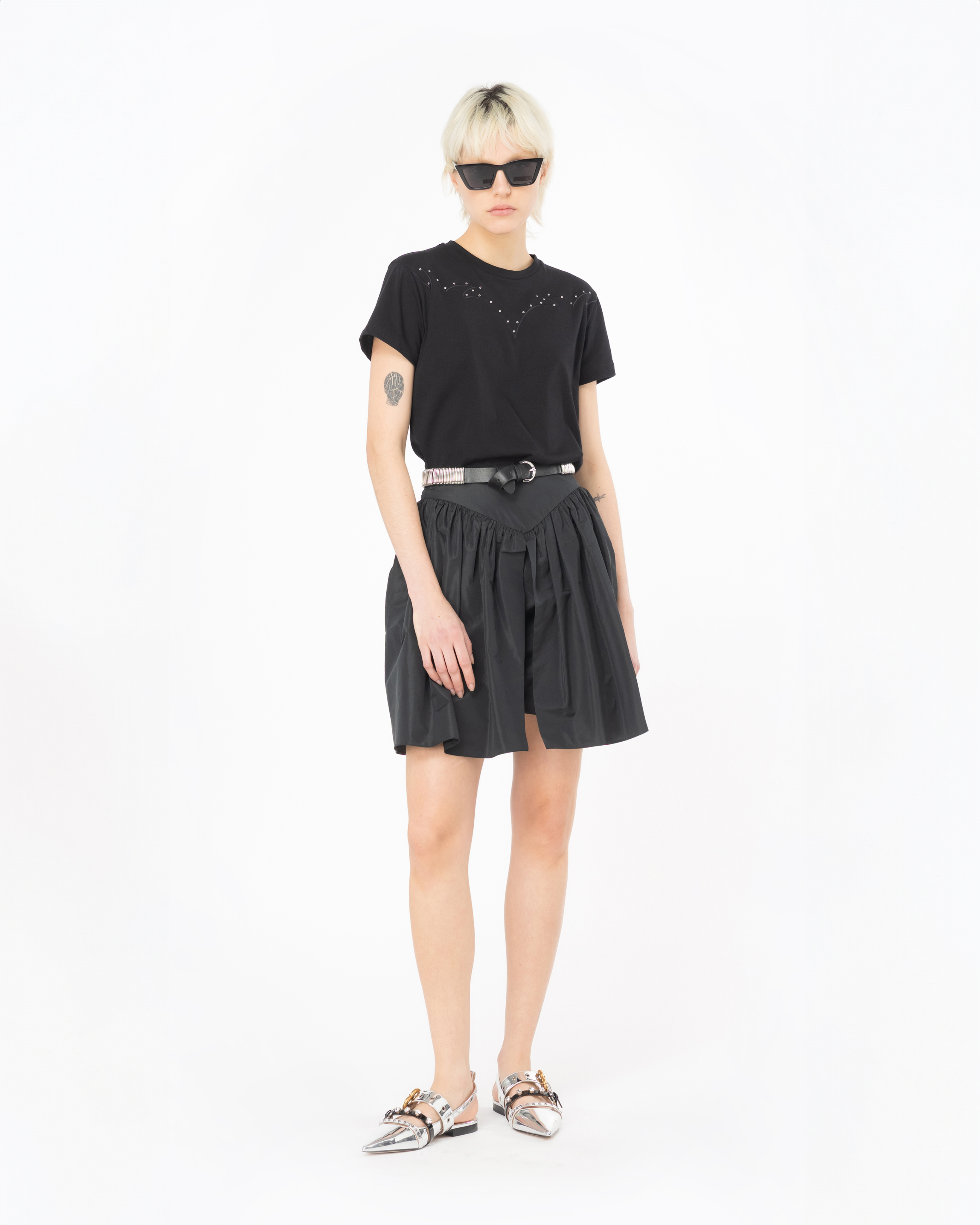 Pinko, T-shirt with rodeo embroidery, Limo black, XXS