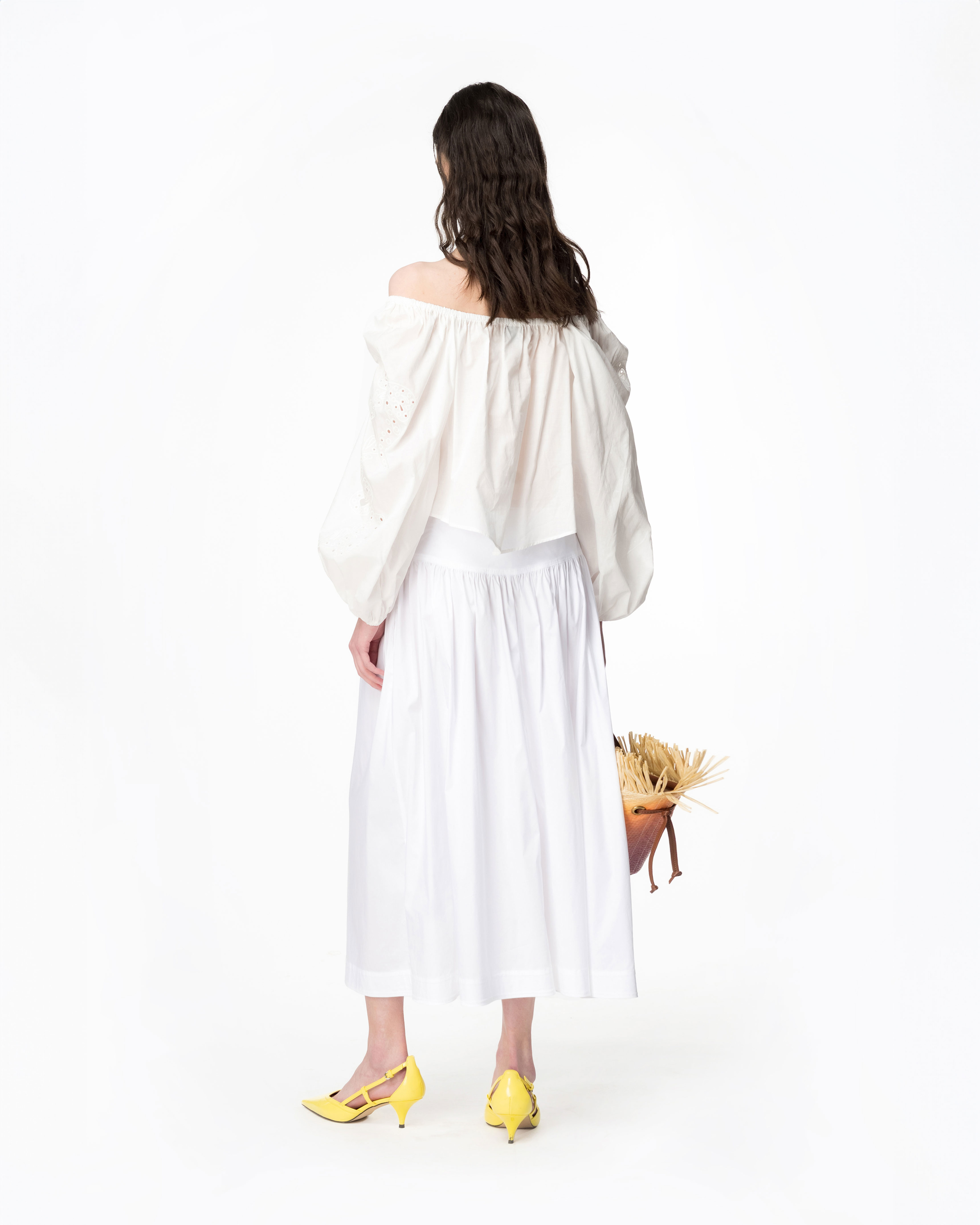 Pinko, Short blouse with broderie anglaise, Snow white, 42