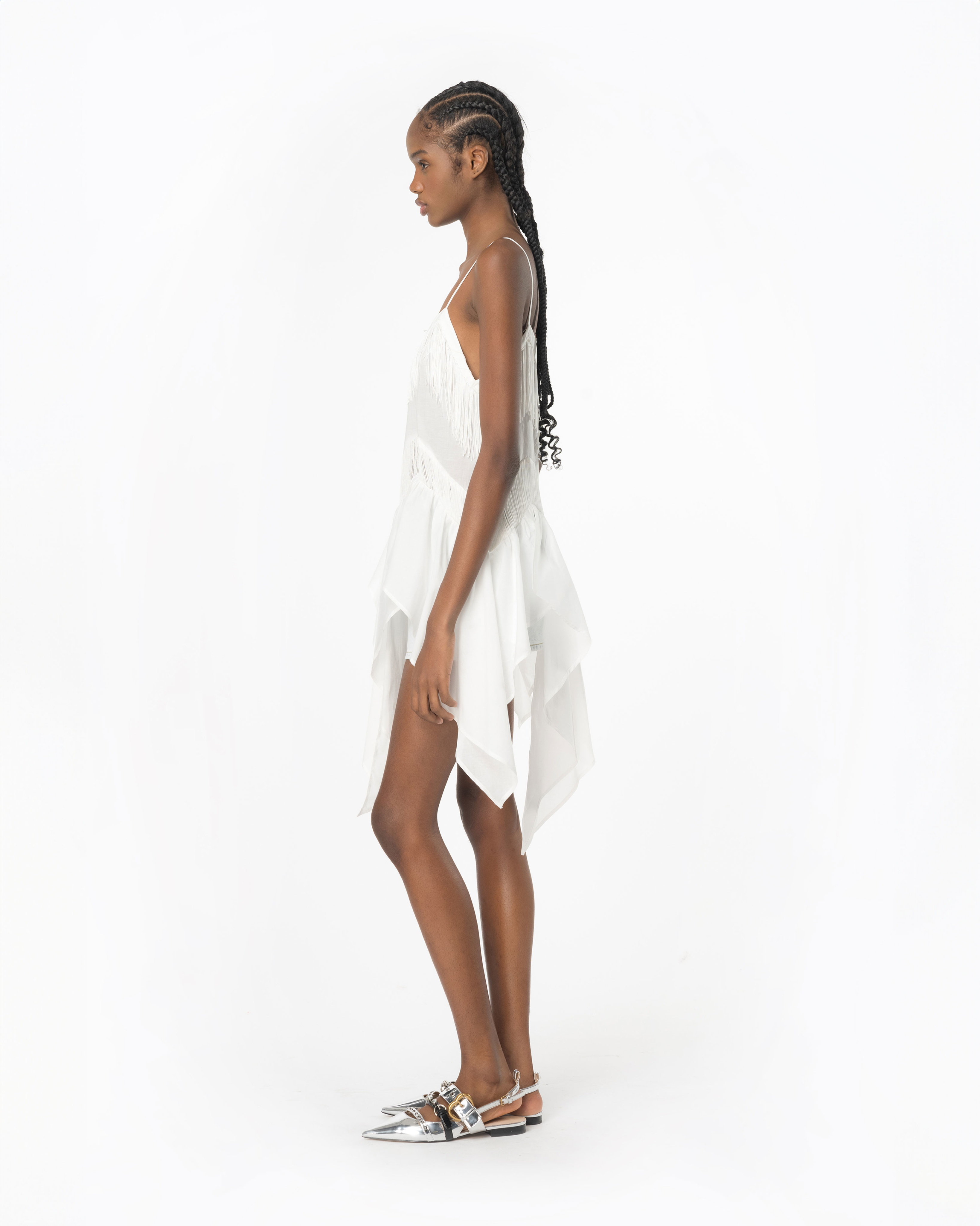 Pinko, Muslin top with fringing, Snow white, 40