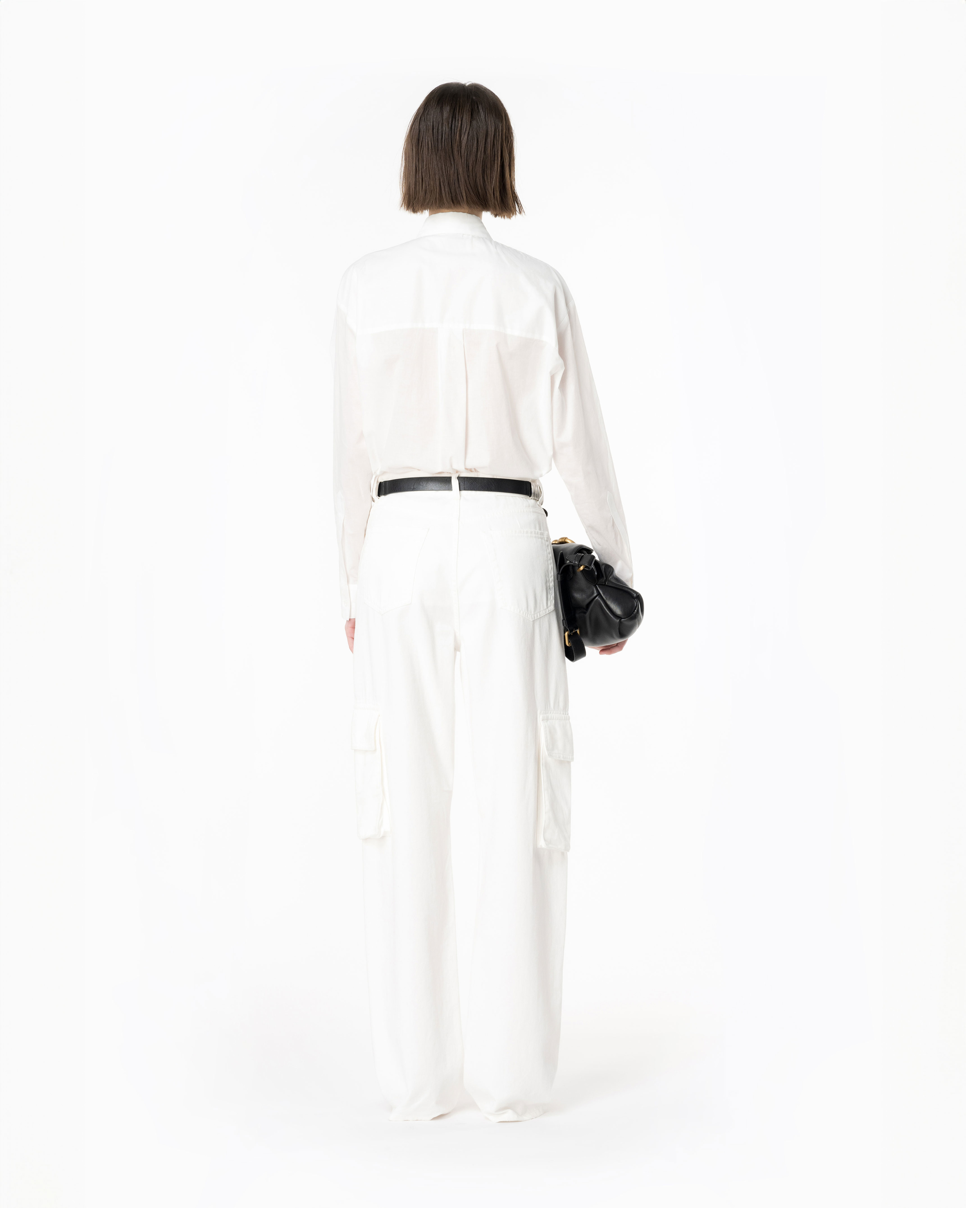Pinko, Muslin shirt with fringing, Snow white, 36