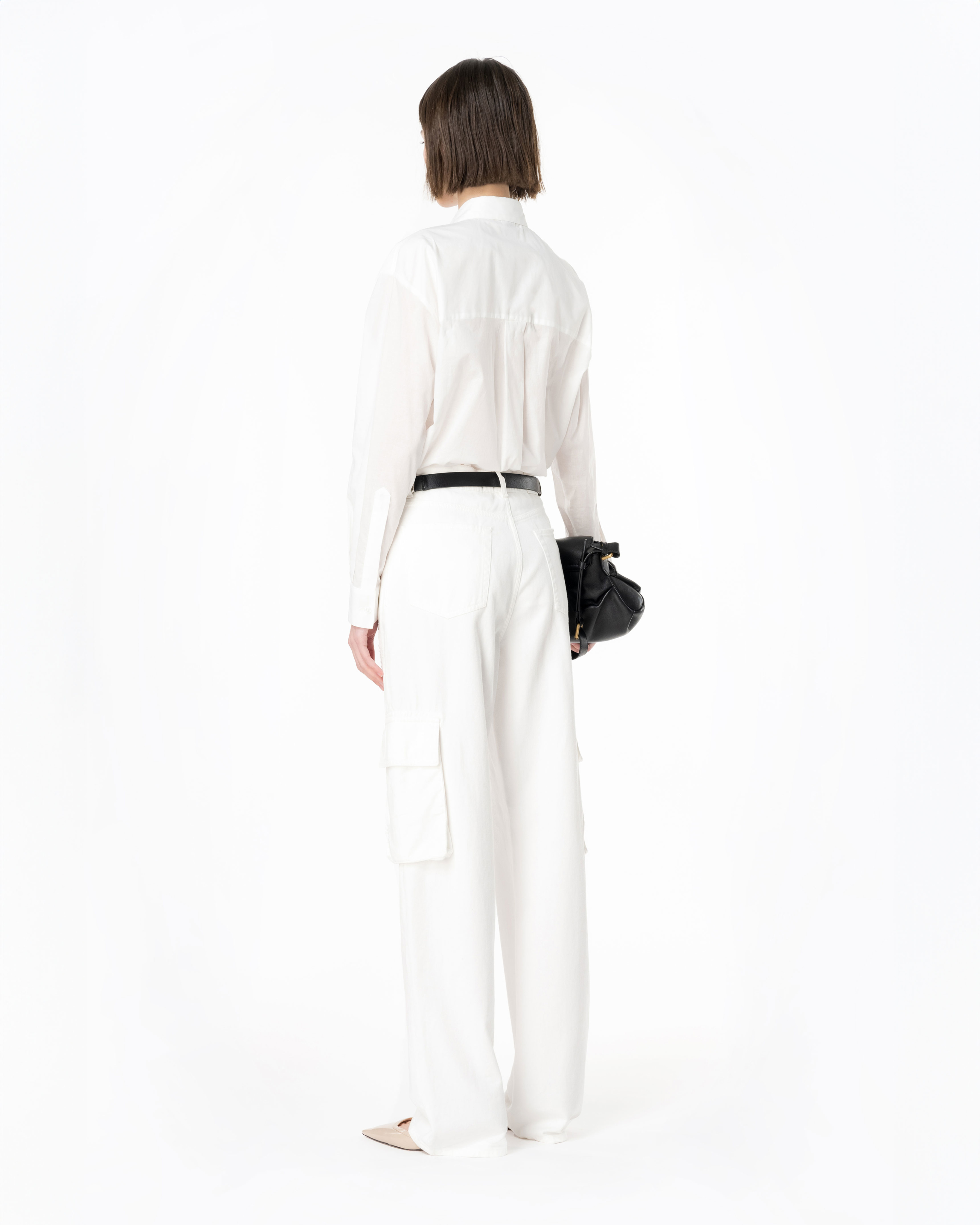 Pinko, Muslin shirt with fringing, Snow white, 36