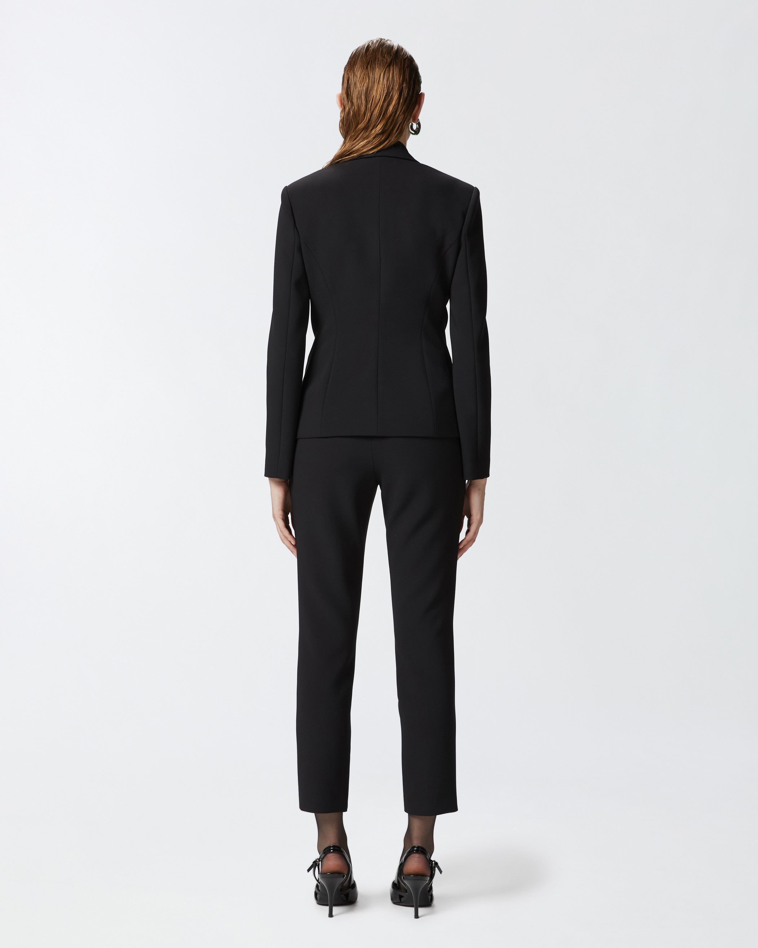 Pinko, Crepe fabric jacket with metal zips, Limo black, 46