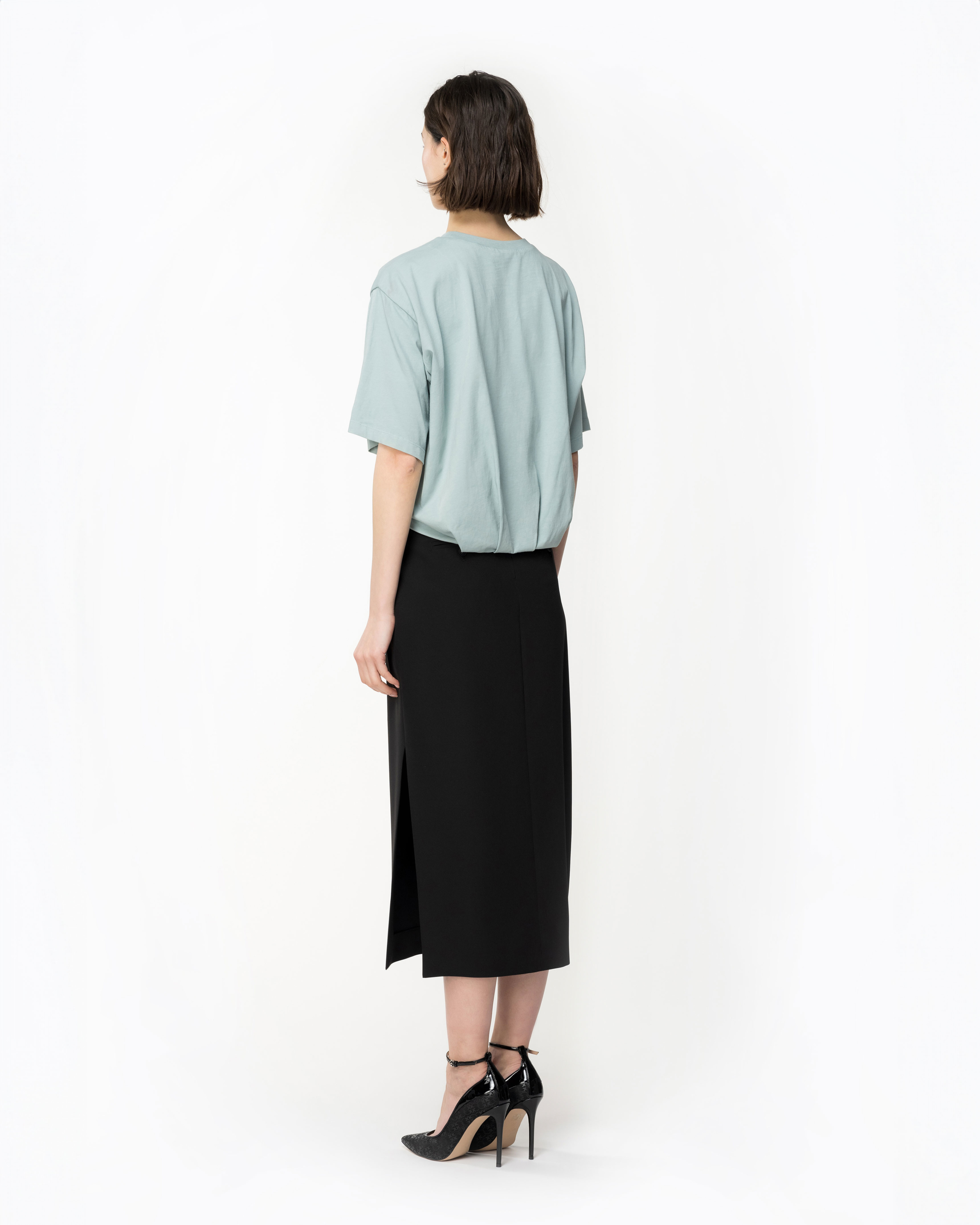 Pinko, T-shirt crop z nadrukiem róży, Srebrny błękit, S