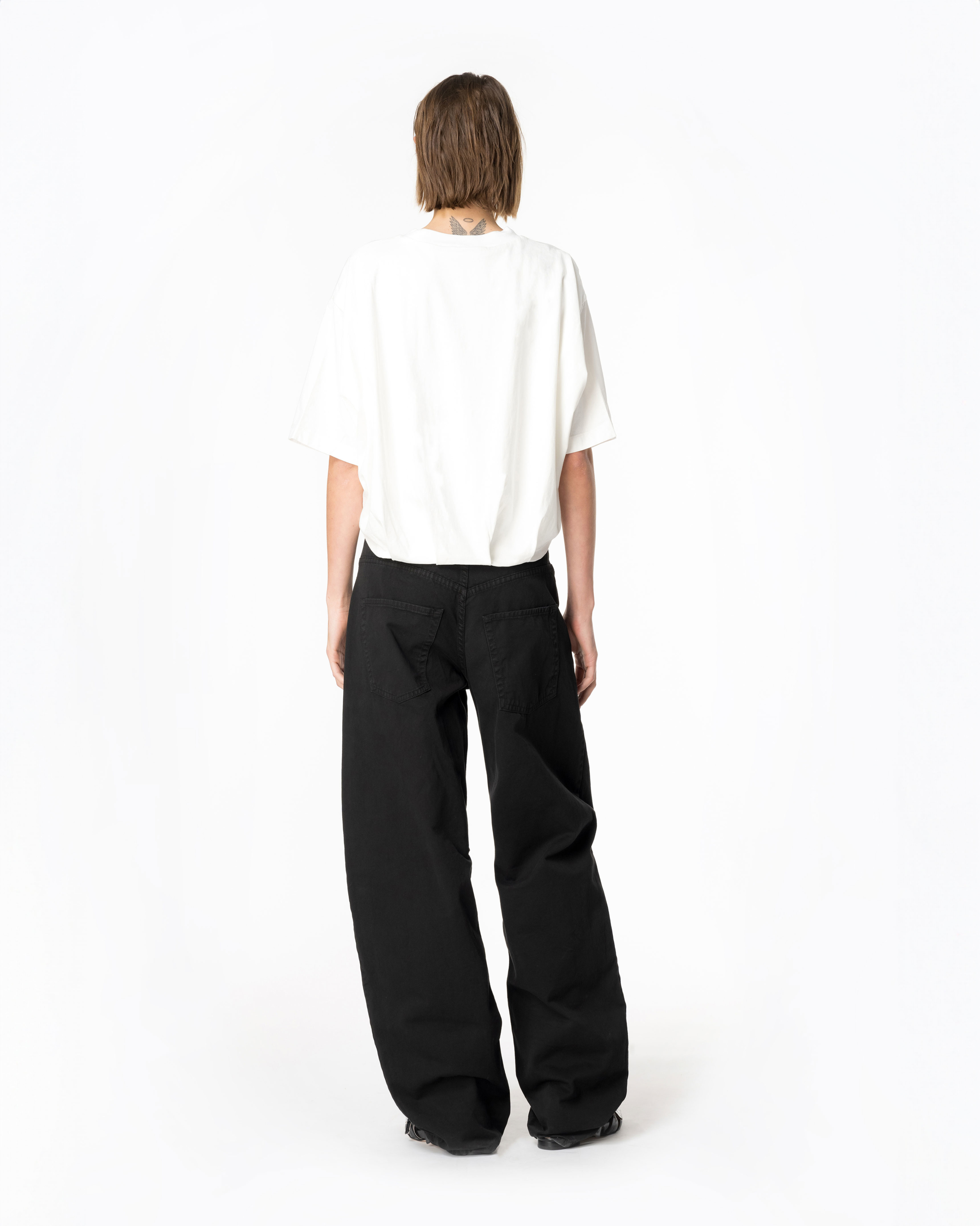 Pinko, Cropped T-shirt with logo print, Pure white, M