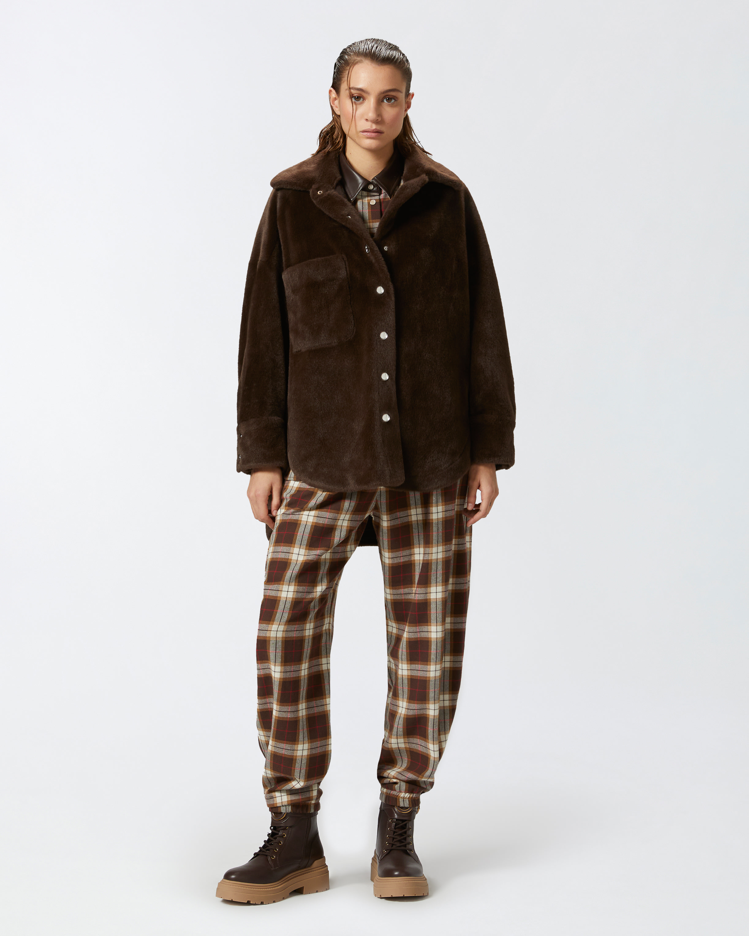 Pinko, Check balloon trousers, Multicolour brown/red, S