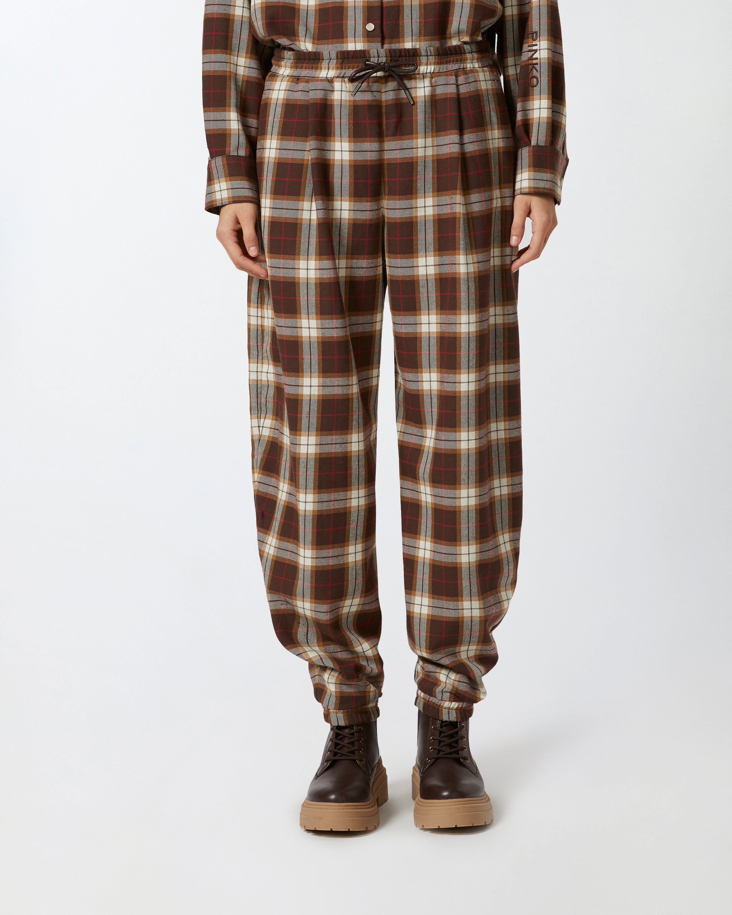Pinko, Check balloon trousers, Multicolour brown/red, S