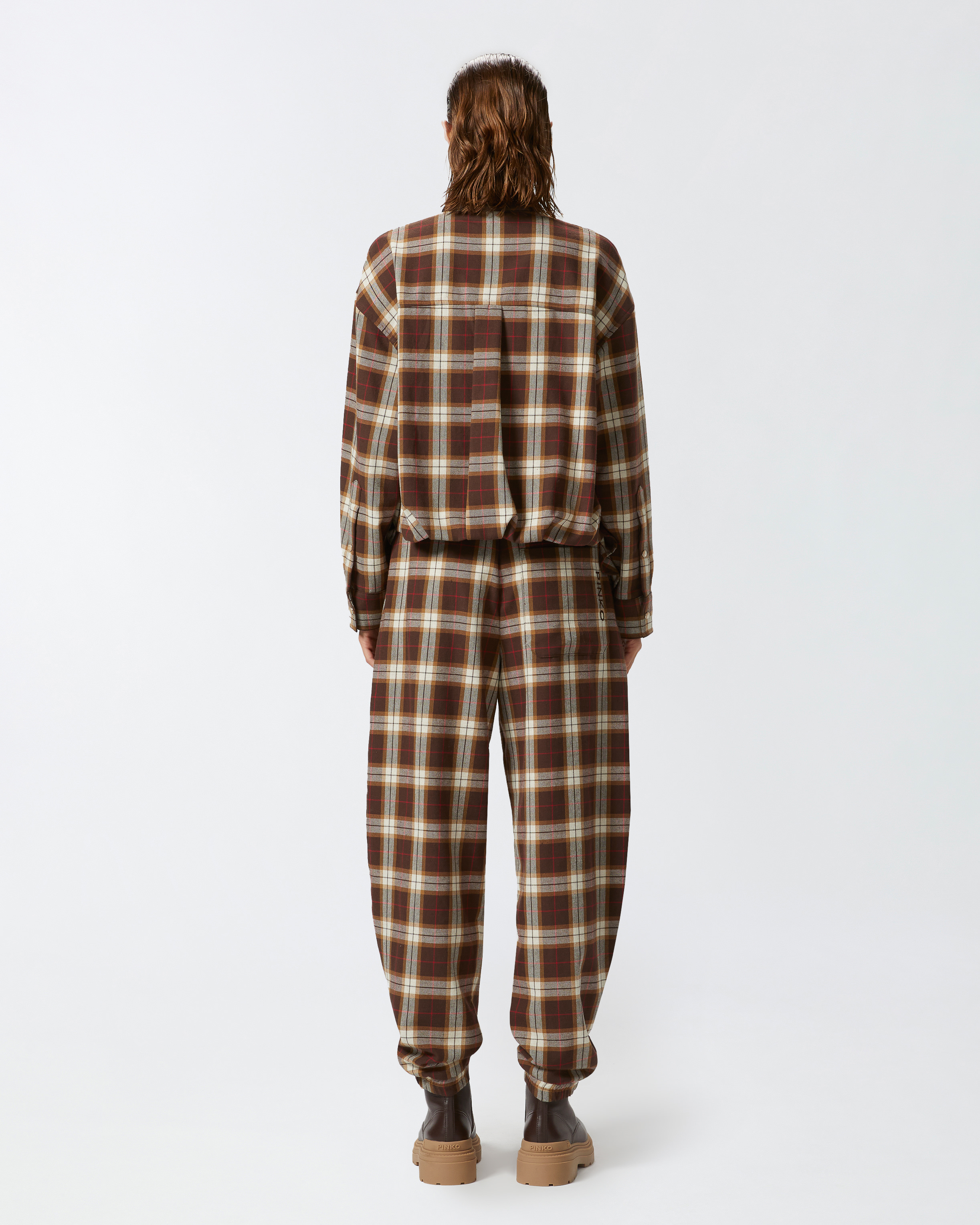 Pinko, Check balloon trousers, Multicolour brown/red, S