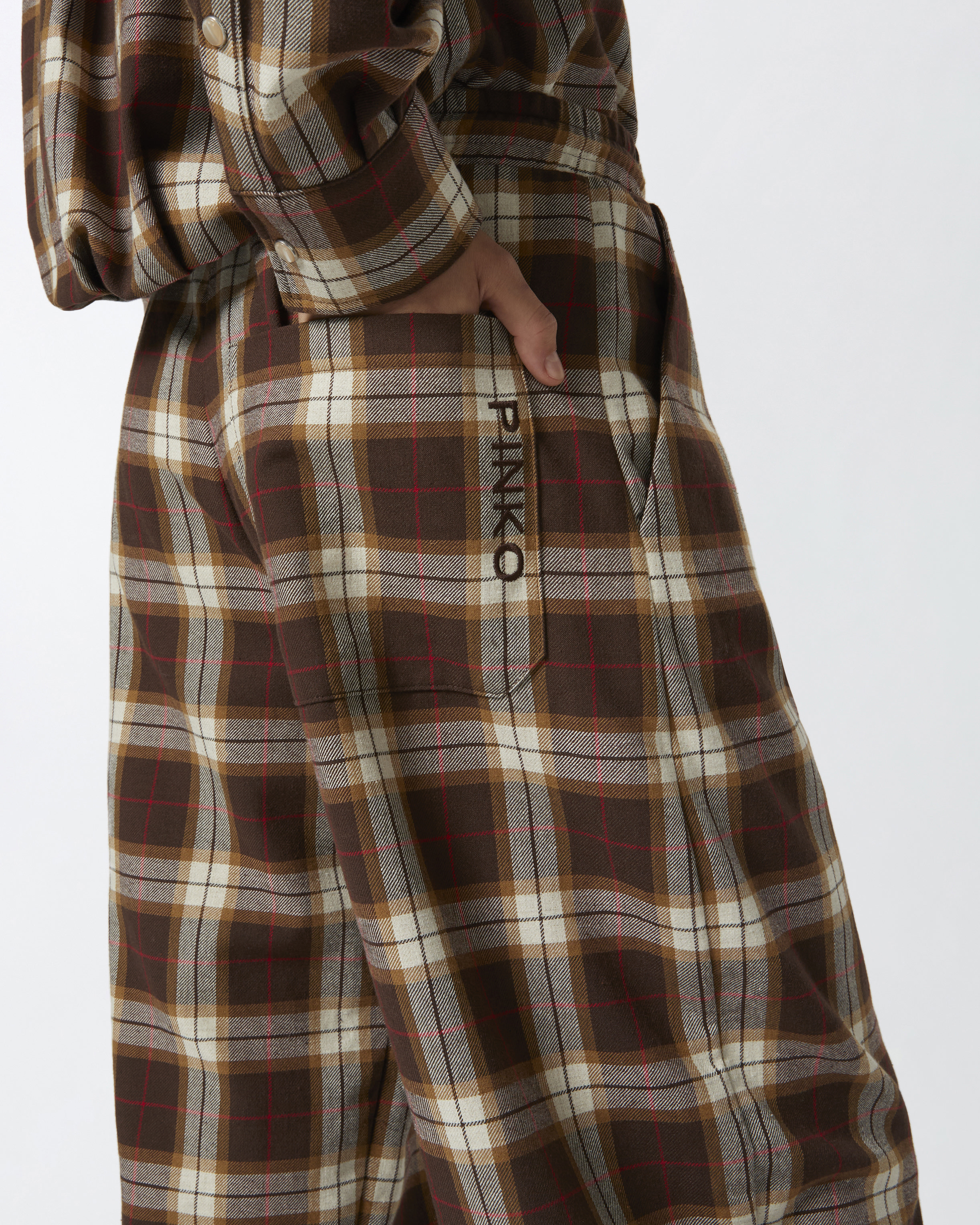 Pinko, Check balloon trousers, Multicolour brown/red, S