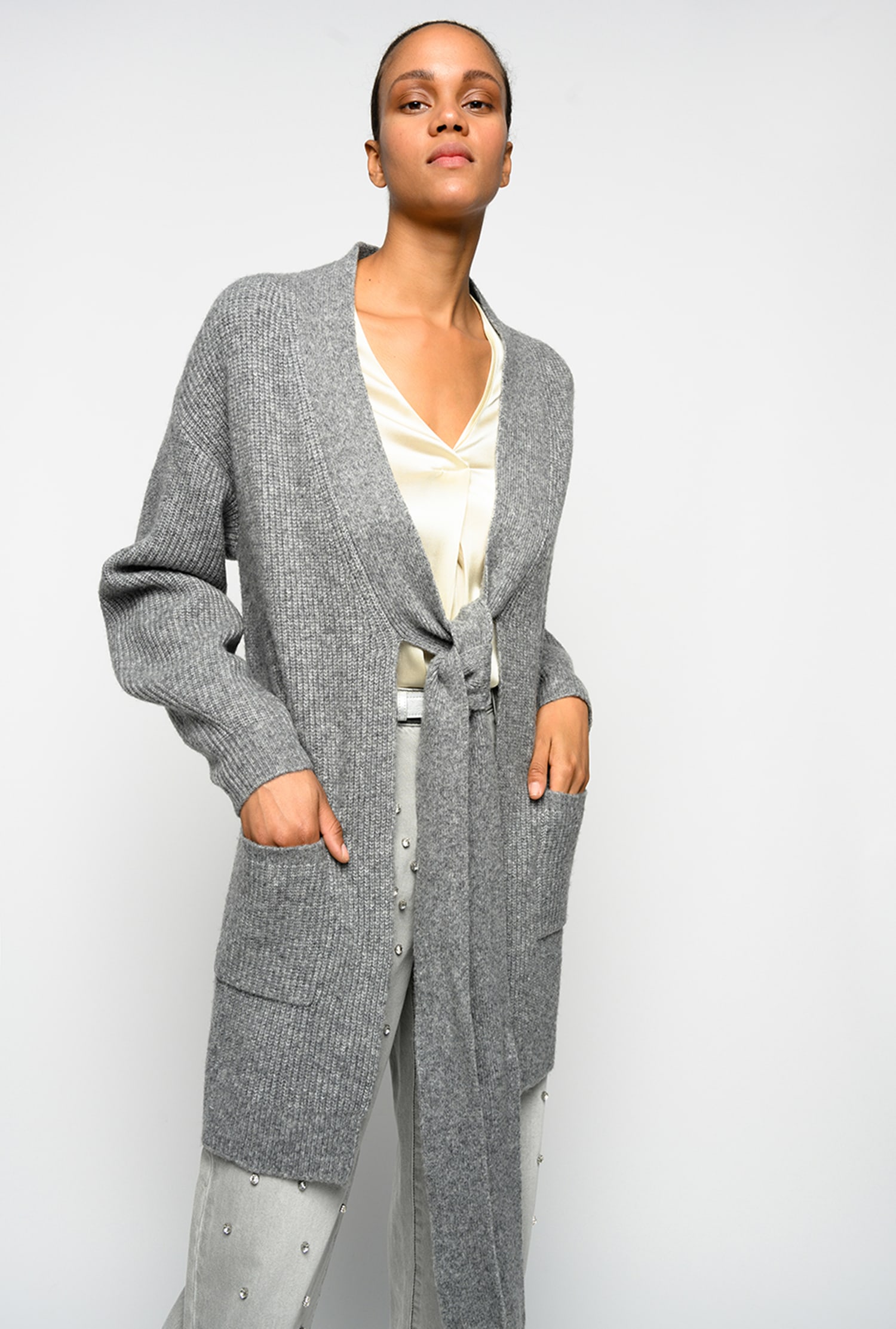 midi grey cardigan