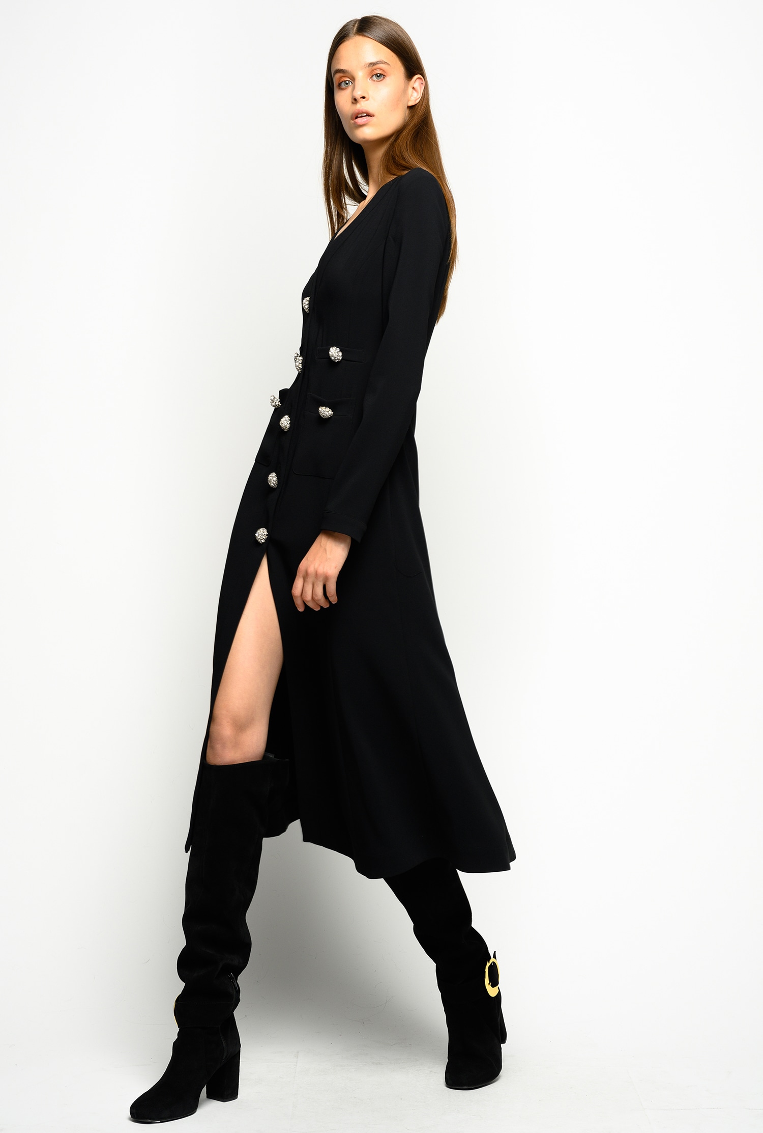 long dress with buttons