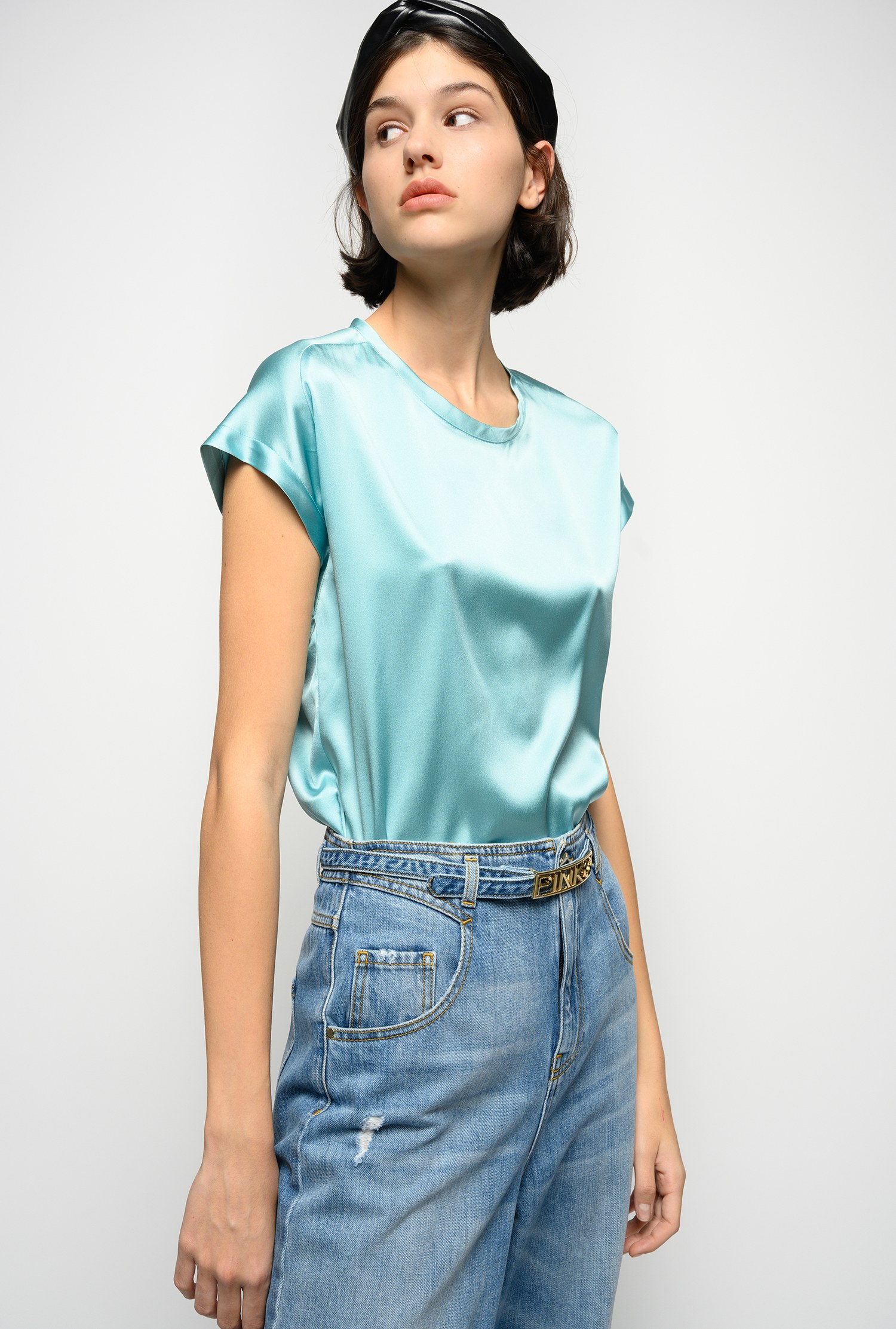 stretch satin top