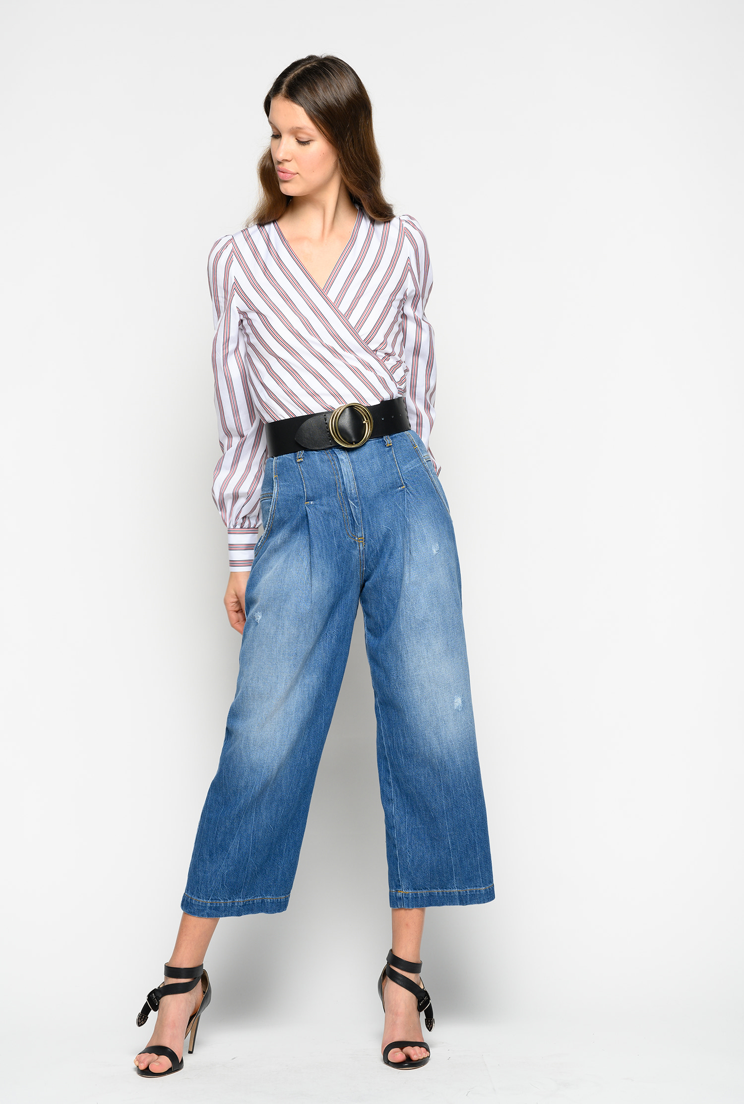 Culotte Style Jeans In Loosely Woven Twill Pinko Shop Online