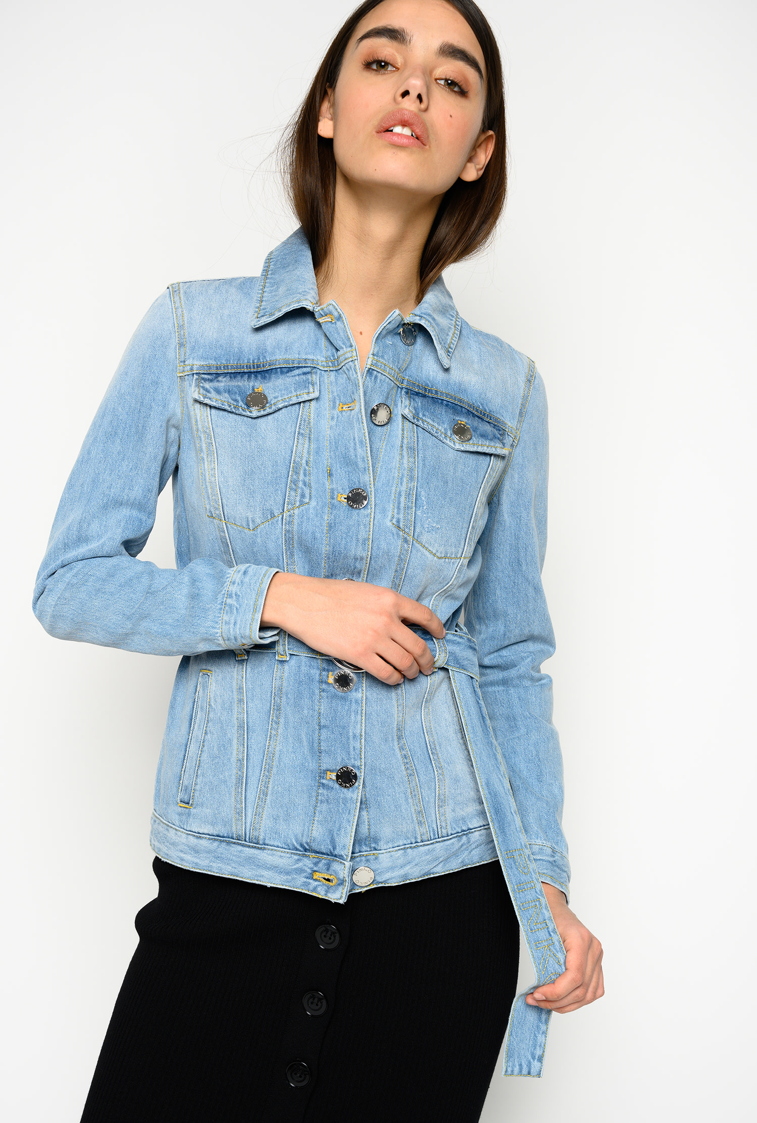 pale green denim jacket