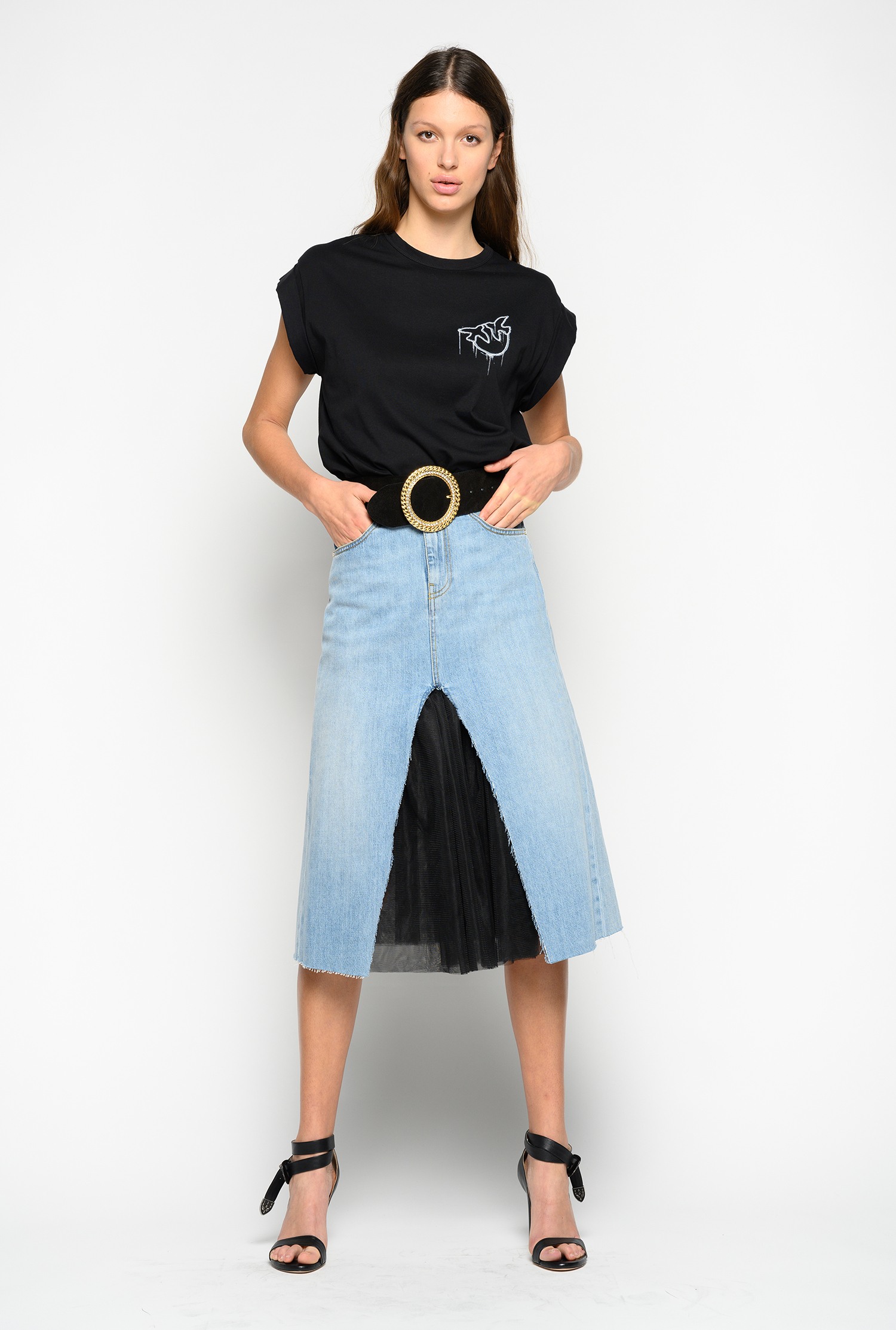 denim and tulle skirt