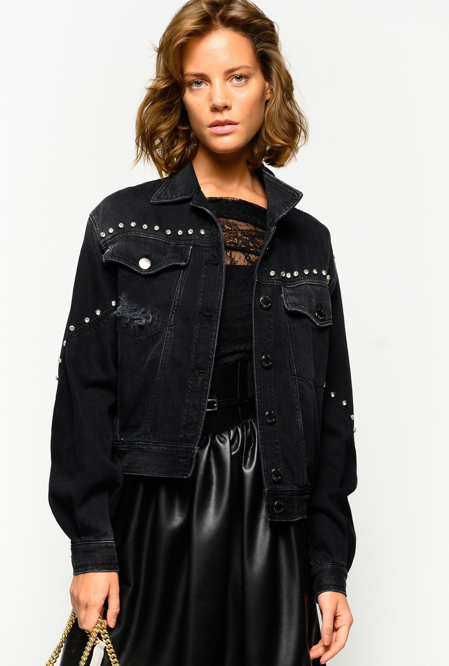 washed black denim jacket