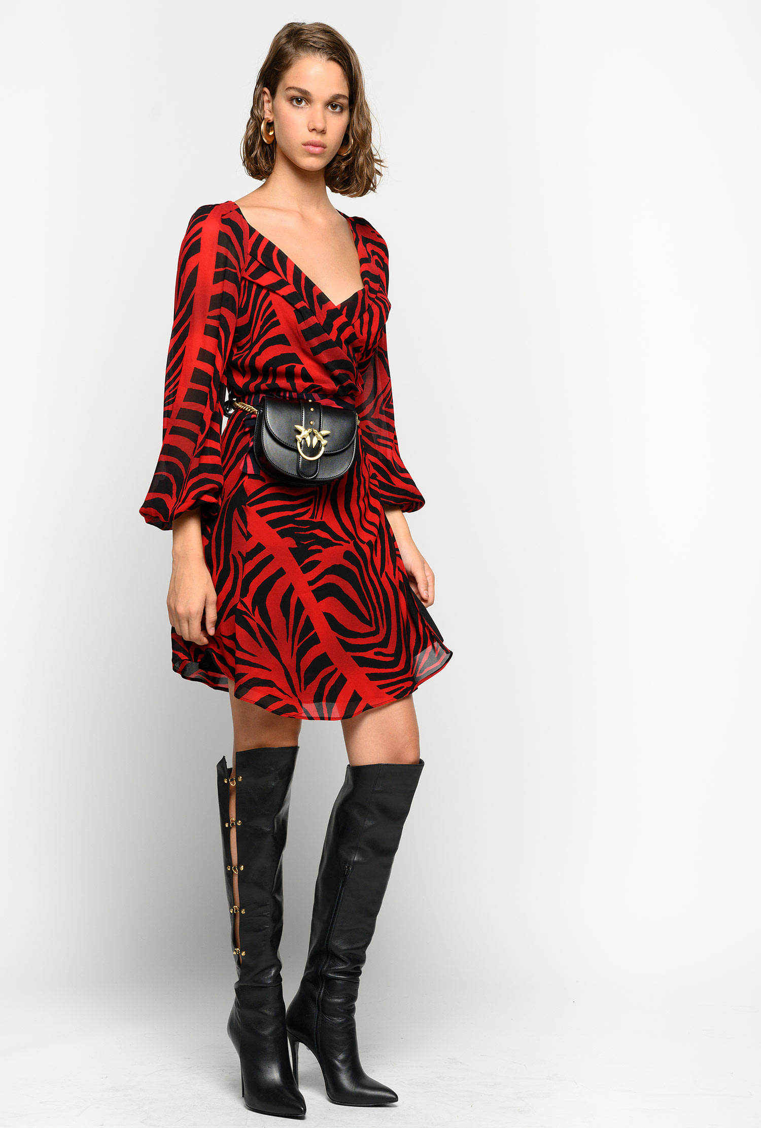 next red animal print dress