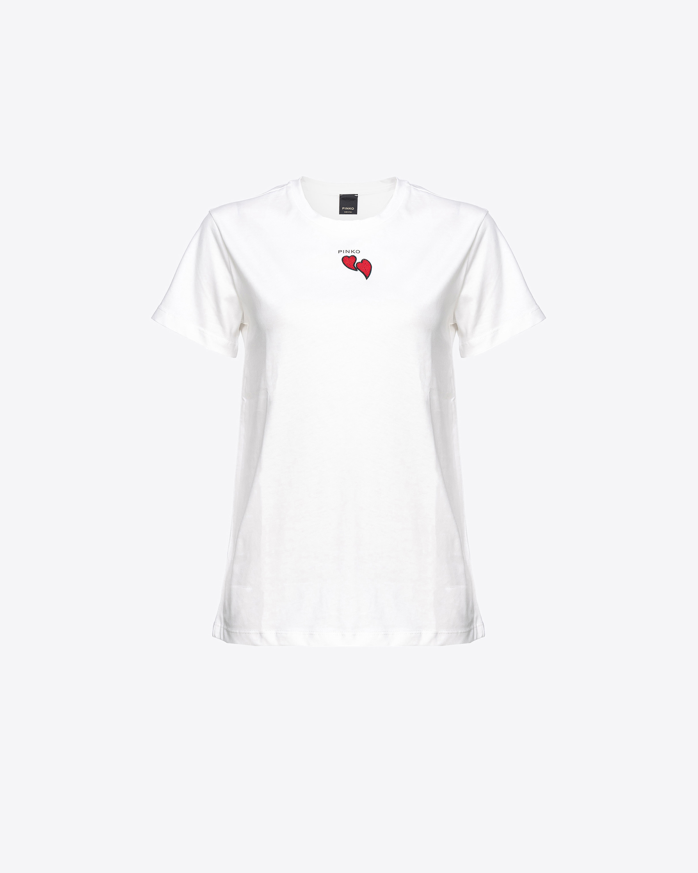 Pinko, T-shirt with heart embroidery, Silk white, XS