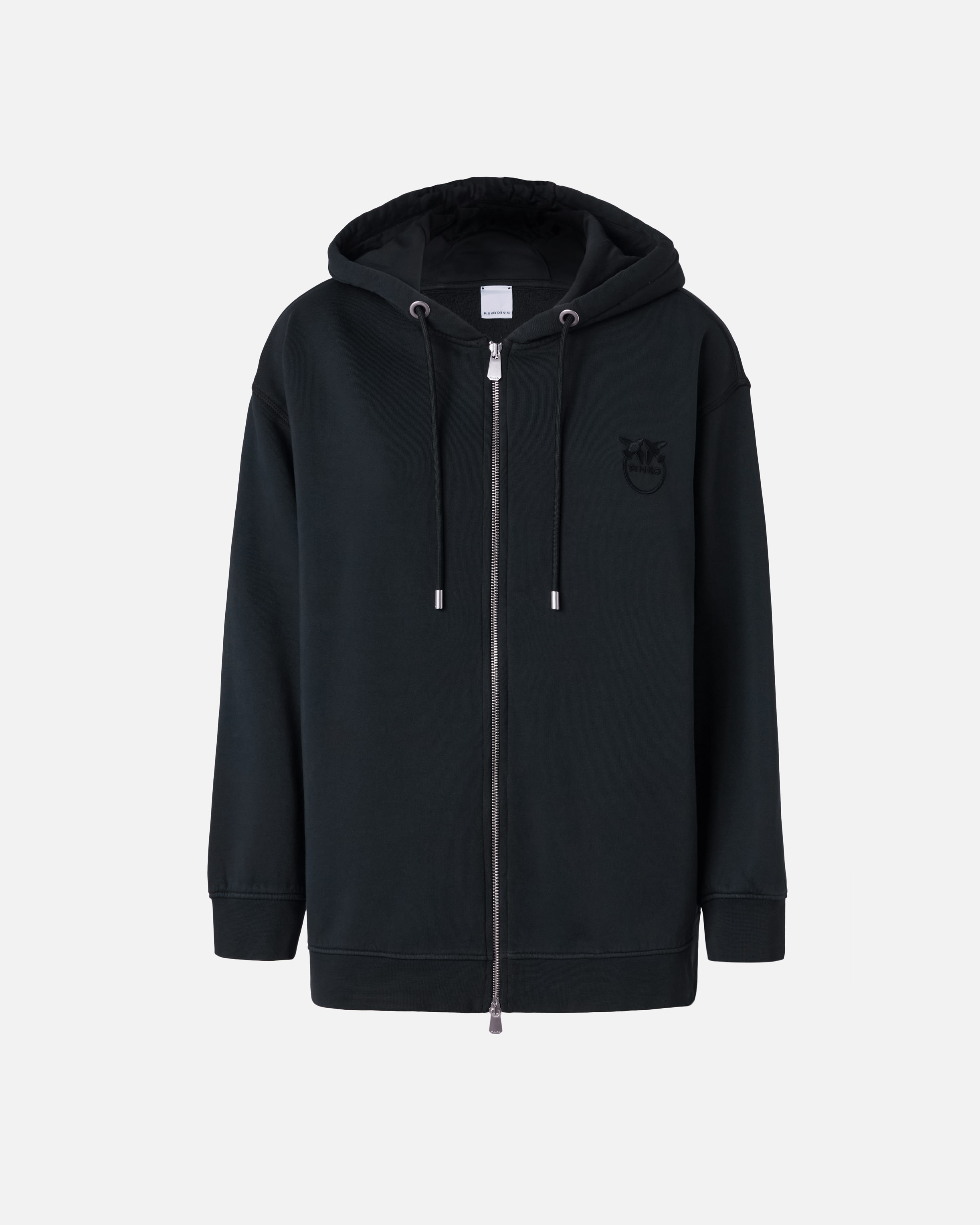 Sweatshirt with zip and embroidered logo hood