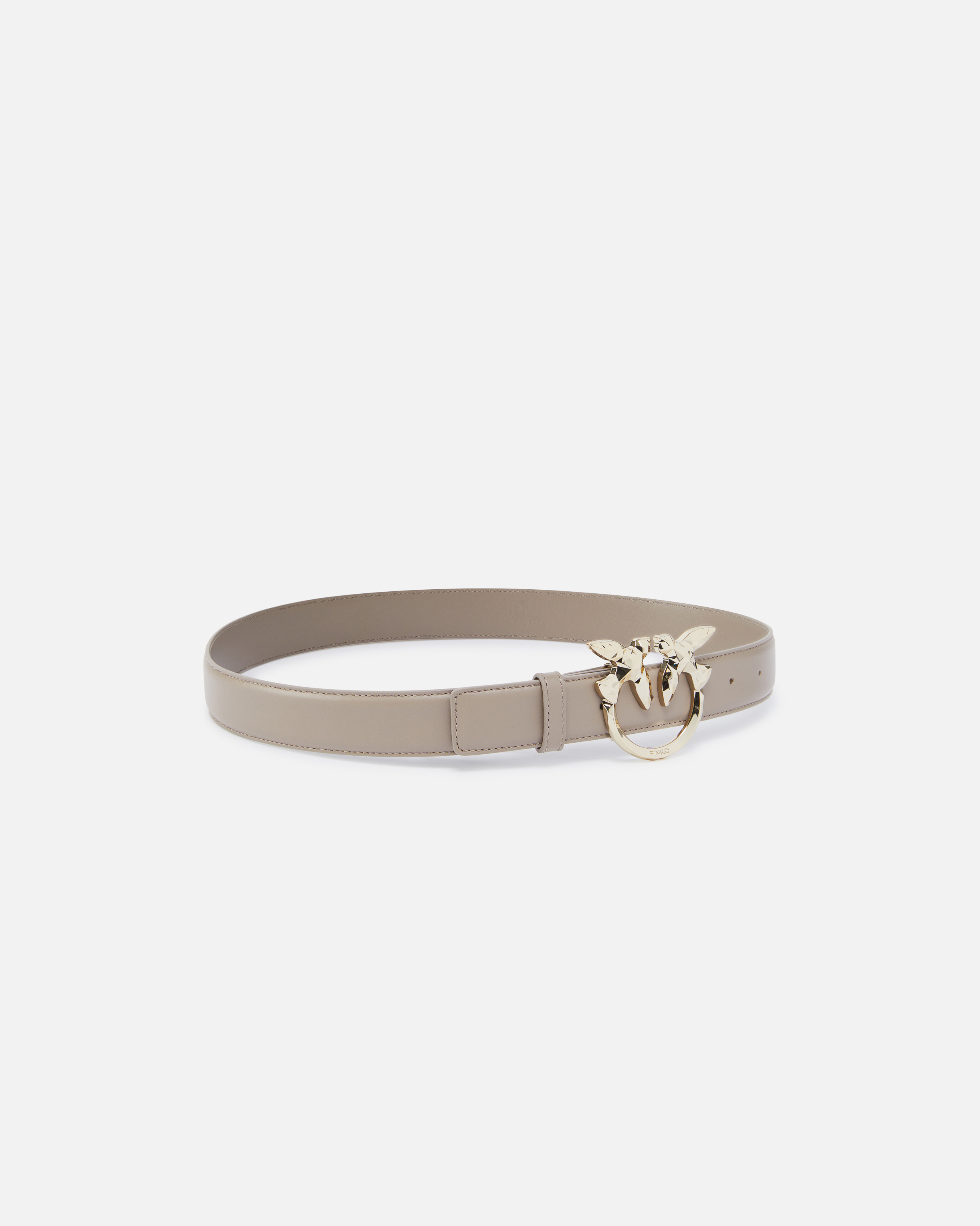 Pinko, PINKO Galleria 3-cm leather belt with birds buckle, Lit ash-light gold, M