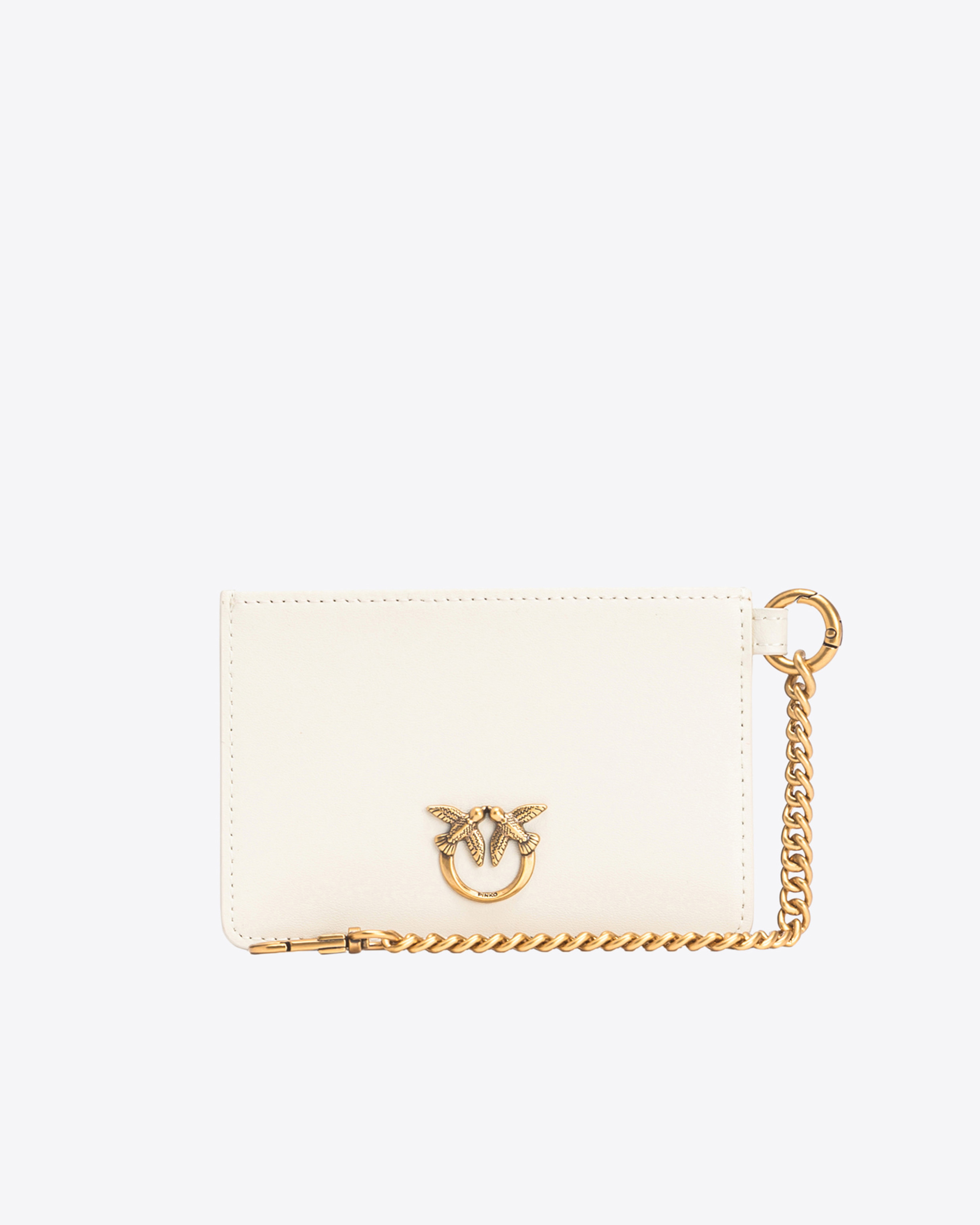 Leather card holder with chain