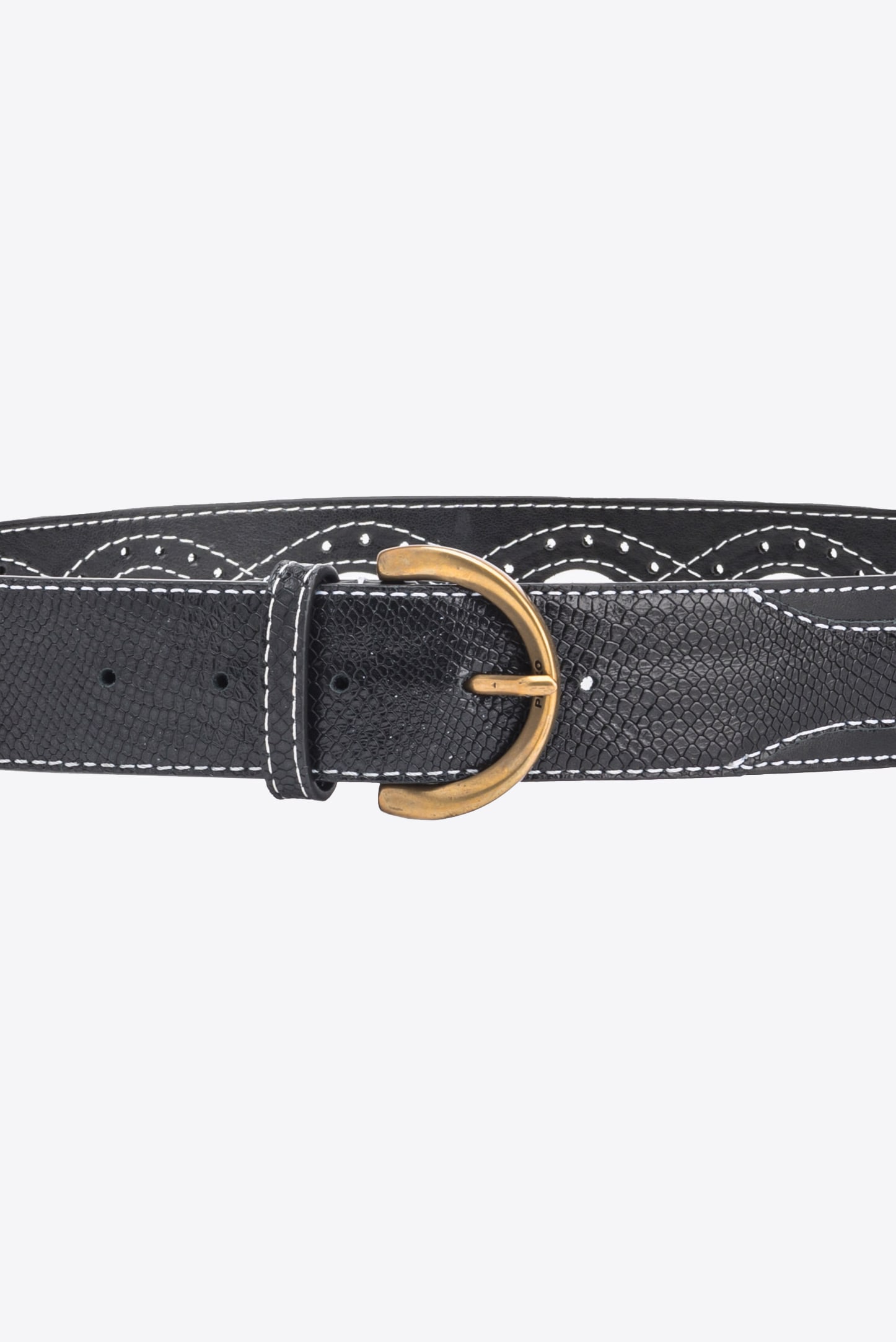 Pinko, Belt with cut-out on the back, 5cm, Black-antique gold, XS
