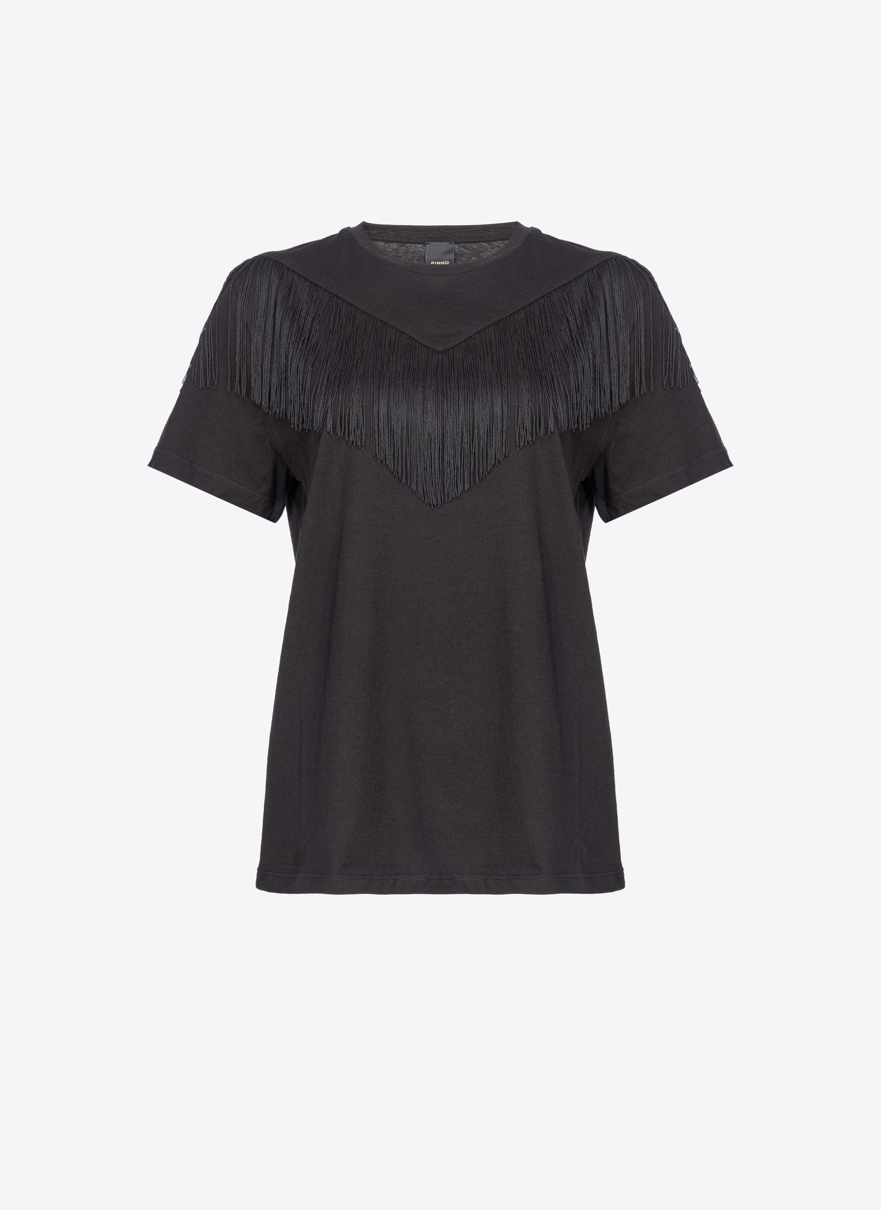 Pinko, T-shirt with fine fringing, Limo black, M