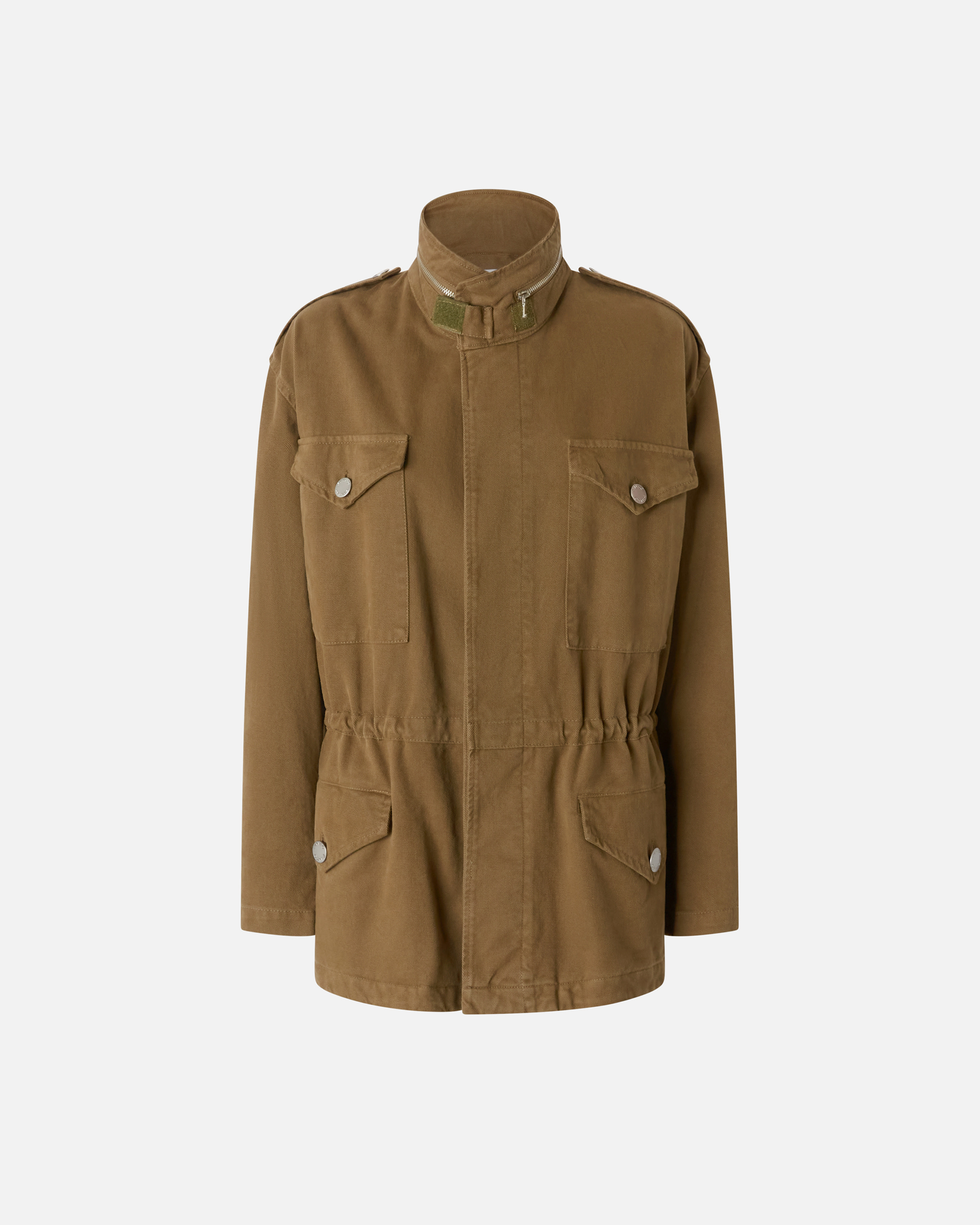 Utility-style cotton shacket