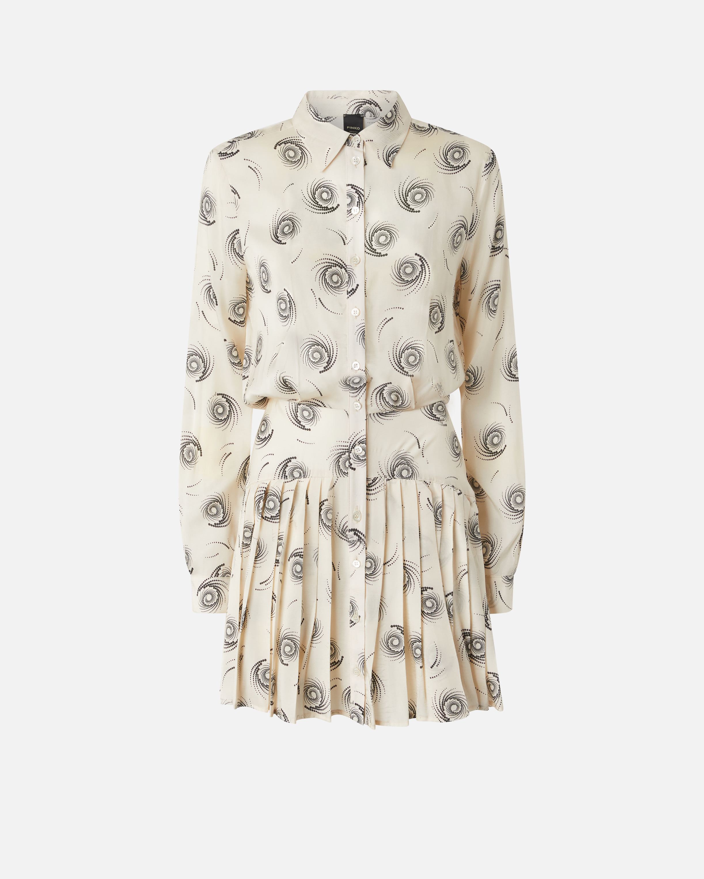 Short Twill Shirt Dress with Swirl Print