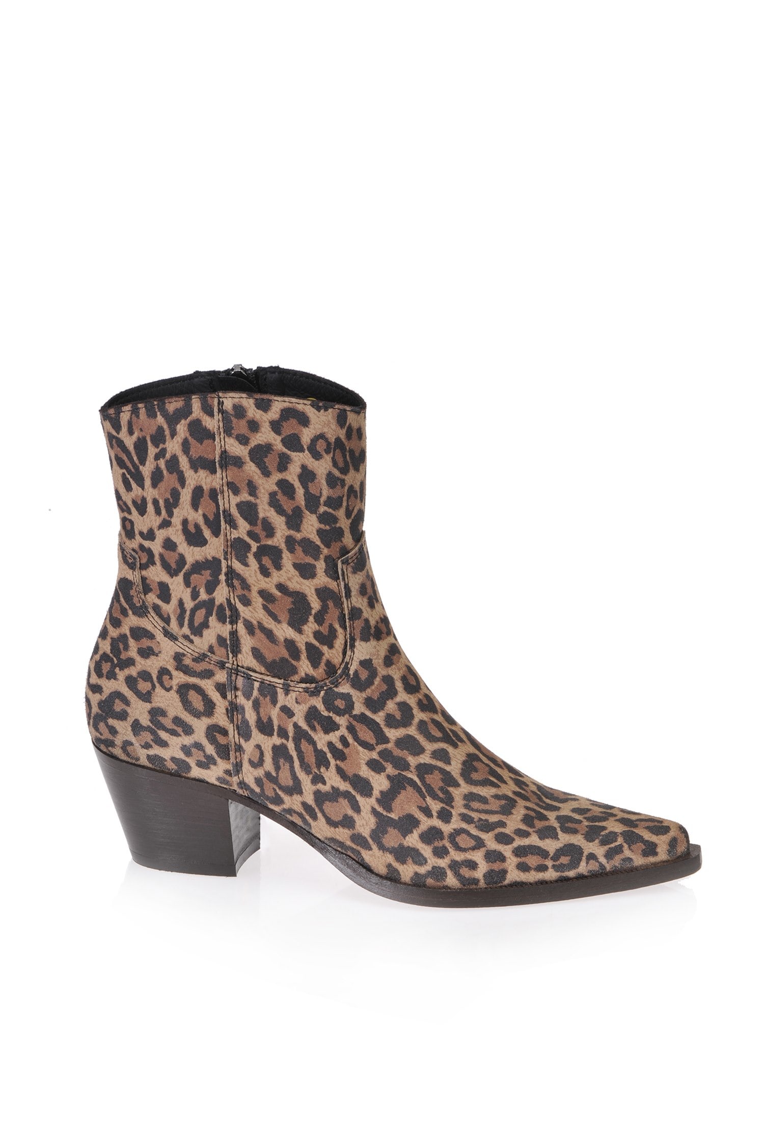 leopard print leather ankle boots