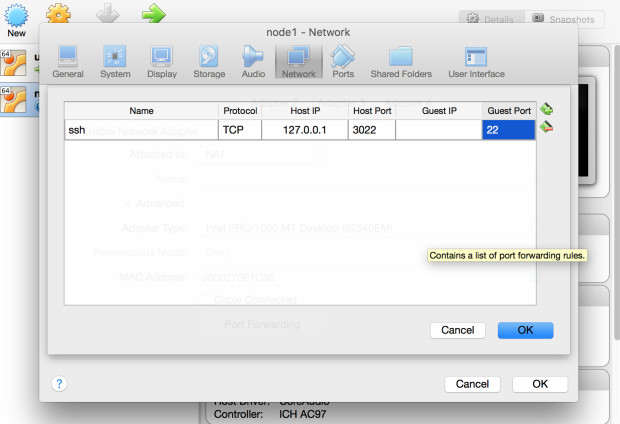 Setting Port Forwarding rule