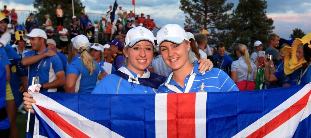 Charley Hull und Jodi Ewart beim Solheim Cup 2013.