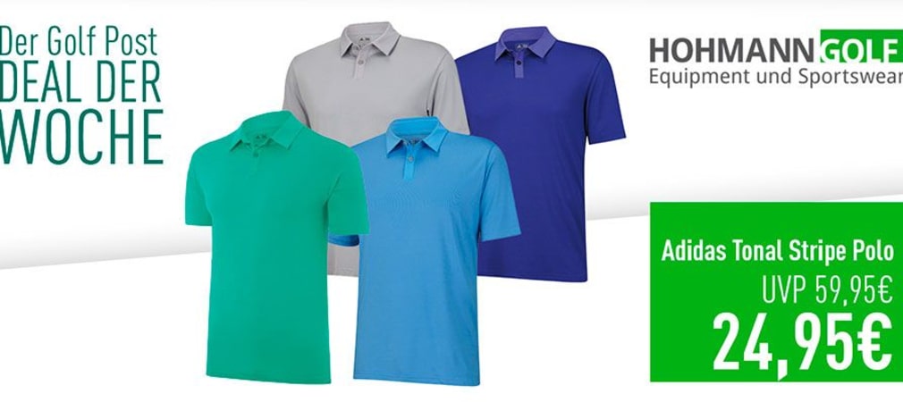 Diese Woche im Angebot bei Hohmann Golf: Das Adidas Tonal Stripe Poloshirt (Foto: Golf Post)