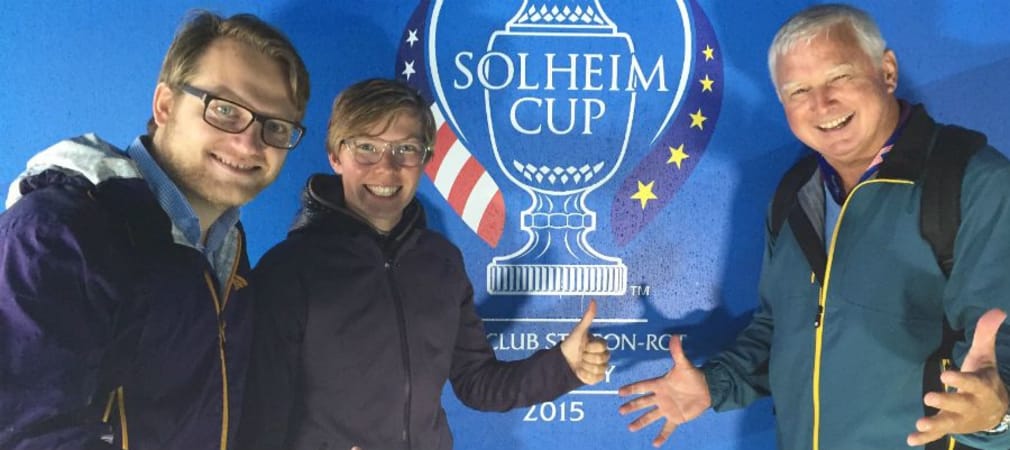 Matthias Gräf (l.) trifft in St.Leon-Rot Ann-Kathrin Lindner und Frank Adamowicz zum Solheim Cup 2015 Golf Post Talk.
