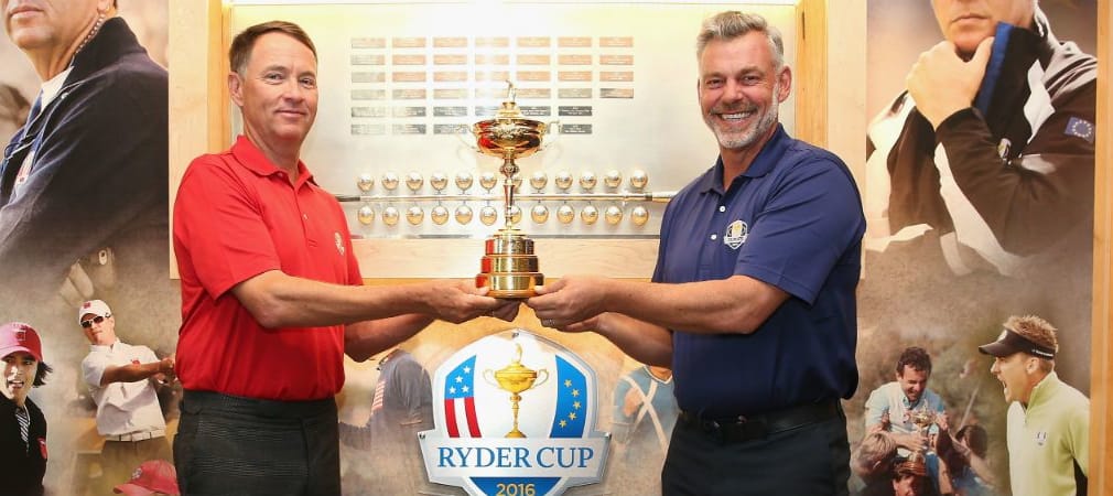 Der Kampf um den Ryder Cup 2016 hat schon begonnen. Bei Twitter lieferten sich die Teams einen Schlagabtausch. (Foto: Getty)