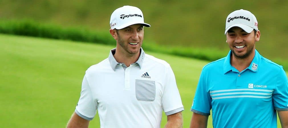 Noch lachen sie - bei der PGA Championship könnte es ernst werden zwischen den beiden. Dustin Johnson strebt nach Jason Days Spitzenposition. (Foto: Getty)