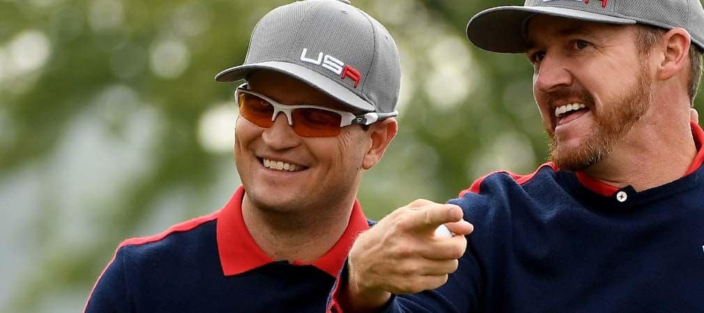 Zach Johnson (l.) und Jimmy Walker zwangen Martin Kaymer und Sergio Garcia im Foursome in die Knie.