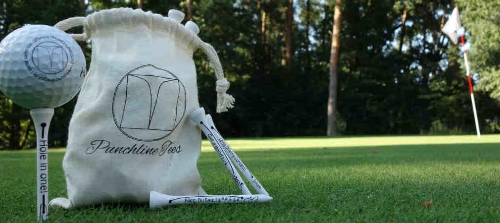 Tees mit lustiger und frecher Botschaft. Punchline Golf bringt Spaß in die Equipmentlandschaft. (Foto: Punchline Golf)