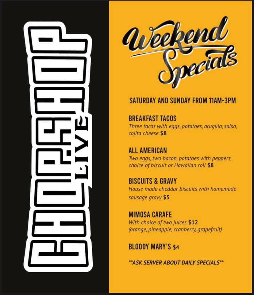 Valid Saturday & Sunday 11am-3pm