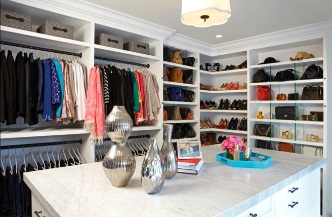 Custom White Closet with Island