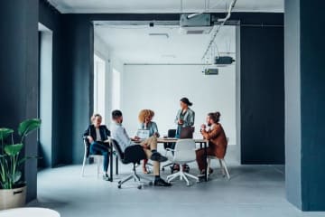 workers meeting in a modern office